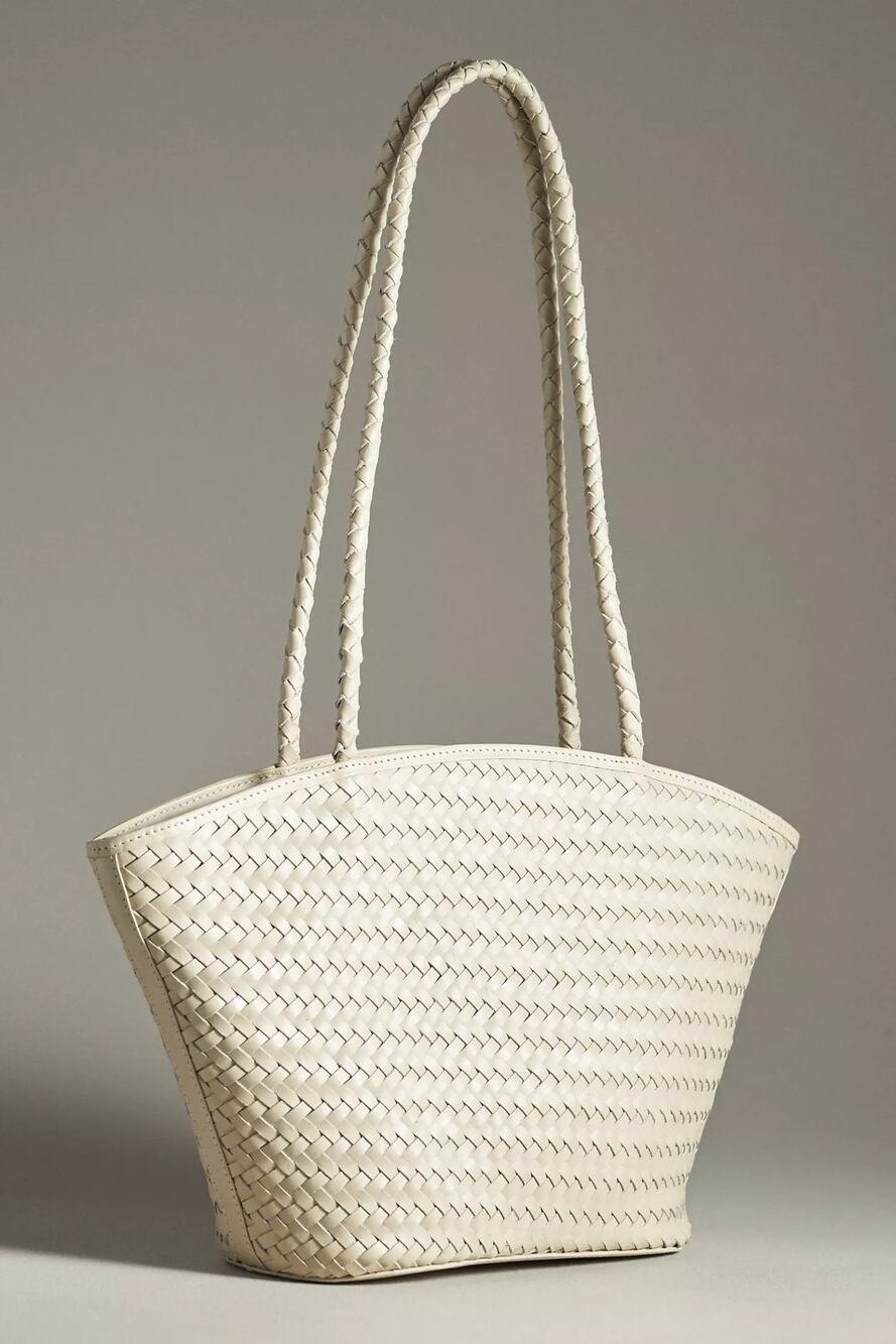 EUC Bembien Small Mira Bag Purse Woven Leather Cream Beige